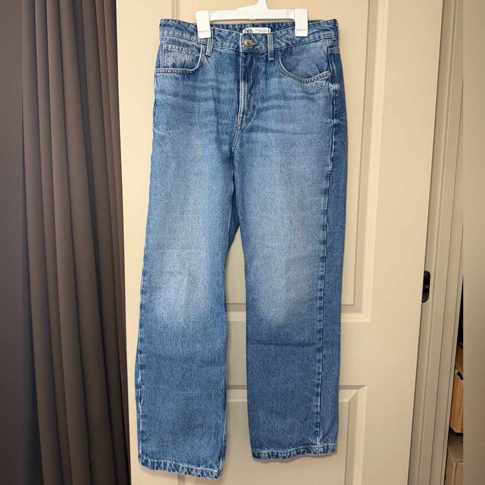 Zara Light Blue Straight Leg Jeans